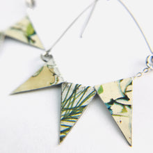 Load image into Gallery viewer, Mixed Botanicals Tiny Pennant Swag Upcycled Tin Earrings