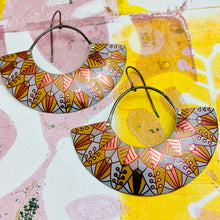 Load image into Gallery viewer, Leaf Mandala Bronzes Half Moon Tin Earrings