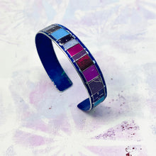Load image into Gallery viewer, Narrow Fenced Plums Upcycled Tesserae Tin Cuff
