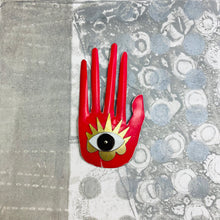 Load image into Gallery viewer, Large Hamsa In Cerise &amp; Gold Tin Wall Art