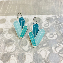 Load image into Gallery viewer, Dusky Seafoam Tourmaline Upcycled Tin Earrings