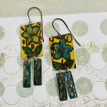 Load image into Gallery viewer, Vintage Blue Flower Windows Upcycled Tin Earrings