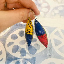 Load image into Gallery viewer, Britto Long Pods Upcycled Tin Leaf Earrings