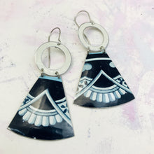 Load image into Gallery viewer, Deep Dark Blues Small Fans Tin Earrings