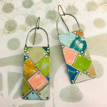 Load image into Gallery viewer, Mixed Colors Tesserae Arched Wire Tin Earrings