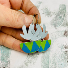 Load image into Gallery viewer, Mod Sage Succulents in Pots Upcycled Tin Earrings
