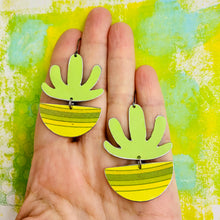 Load image into Gallery viewer, Apple Green Mod Succulents Upcycled Tin Earrings