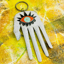 Load image into Gallery viewer, Hamsa Rustic White Tin Wall Art