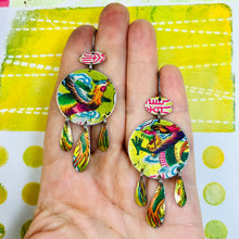 Load image into Gallery viewer, Dragon &amp; Phoenix Tin Chandelier Earrings