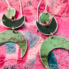 Load image into Gallery viewer, Antique Jade &amp; Forest Moons Tin Earrings