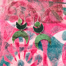 Load image into Gallery viewer, Antique Jade &amp; Forest Moons Tin Earrings