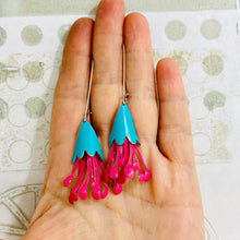 Load image into Gallery viewer, Aqua &amp; Hot Pink Honeysuckle Earrings