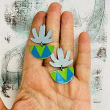 Load image into Gallery viewer, Mod Sage Succulents in Pots Upcycled Tin Earrings
