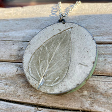Load image into Gallery viewer, Reversible Lilac Leaf &amp; Silver Moon Concrete &amp; Tin Necklace