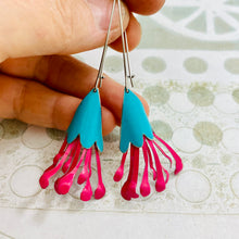 Load image into Gallery viewer, Aqua &amp; Hot Pink Honeysuckle Earrings