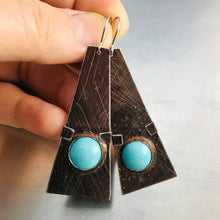 Load image into Gallery viewer, Chocolate &amp; Aqua Domes Zero Waste Tin Earrings