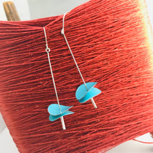 Load image into Gallery viewer, Bright Aqua Radio Waves Zero Waste Tin Earrings
