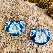 Load image into Gallery viewer, Deep Blueberry Circles Upcycled Tin Earrings