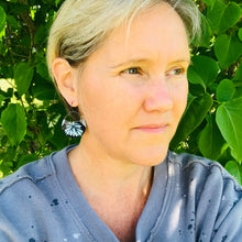 Load image into Gallery viewer, Deep Blueberry Circles Upcycled Tin Earrings