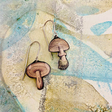 Load image into Gallery viewer, Tiny Mushrooms Upcycled Tin Earrings