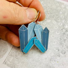 Load image into Gallery viewer, Slate Blues Tourmaline Upcycled Tin Earrings