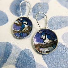 Load image into Gallery viewer, Bluejays Tiny Dot Upcycled Tin Earrings