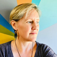 Load image into Gallery viewer, Maker Moons In Shimmery Peacock &amp;  Sunset Talisman Zero Waste Tin Earrings
