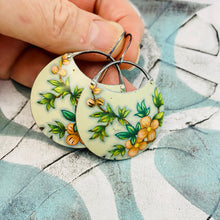 Load image into Gallery viewer, Pinky Orange Blossoms Upcycled Circle Earrings