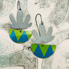 Load image into Gallery viewer, Mod Sage Succulents in Pots Upcycled Tin Earrings