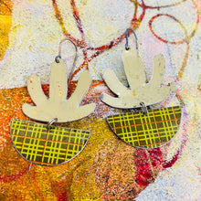 Load image into Gallery viewer, Mod Creamy Succulents Upcycled Tin Earrings