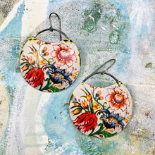 Load image into Gallery viewer, Flower Garden Circles Upcycled Tin Earrings