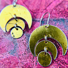 Load image into Gallery viewer, Golden Moon Drops Upcycled Tin Earrings