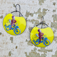 Load image into Gallery viewer, Curious George Delivery Circles Upcycled Tin Earrings