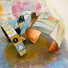 Load image into Gallery viewer, Pale Circles on Squares Upcycled Tesserae Tin Cuff