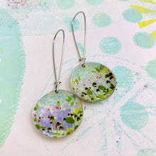 Load image into Gallery viewer, Lavender Flower Field on Pale Aqua Medium Basin Earrings