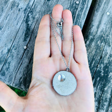 Load image into Gallery viewer, Reversible Lilac Leaf &amp; Silver Moon Concrete &amp; Tin Necklace