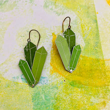 Load image into Gallery viewer, Mossy Tourmaline Upcycled Tin Earrings