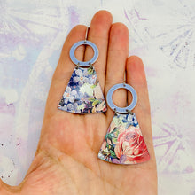 Load image into Gallery viewer, Lilacs &amp; Roses Small Fans Tin Earrings