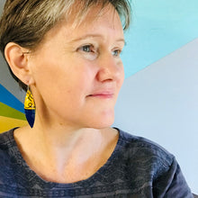 Load image into Gallery viewer, Britto Long Pods Upcycled Tin Leaf Earrings