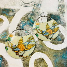 Load image into Gallery viewer, Radiant Birds Upcycled Circle Earrings