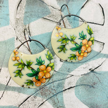 Load image into Gallery viewer, Pinky Orange Blossoms Upcycled Circle Earrings