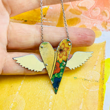 Load image into Gallery viewer, Flowery Sufi Heart Upcycled Tin Necklace