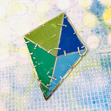 Load image into Gallery viewer, Octahedron Upcycled Tin Brooch