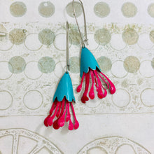 Load image into Gallery viewer, Aqua &amp; Hot Pink Honeysuckle Earrings