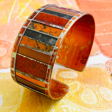 Load image into Gallery viewer, Folded &amp; Fenced Sunset Upcycled Tesserae Tin Cuff