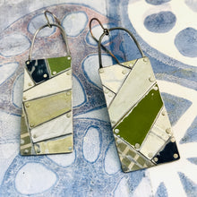 Load image into Gallery viewer, Mixed Neutrals Tesserae Arched Wire Tin Earrings