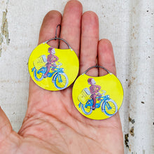Load image into Gallery viewer, Curious George Delivery Circles Upcycled Tin Earrings