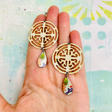 Load image into Gallery viewer, Open Mandala Upcycled Tin Earrings