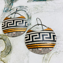 Load image into Gallery viewer, Maze &amp; Copper Circles Upcycled Tin Earrings