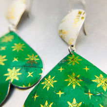 Load image into Gallery viewer, Green &amp; Golden Starlets Trefoil Zero Waste Tin Earrings 30th Birthday Gift